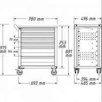 Hazet 177-7 178N-7/147帶滾珠軸承輪子工廠(chǎng)車(chē)間設(shè)備工具推車(chē)